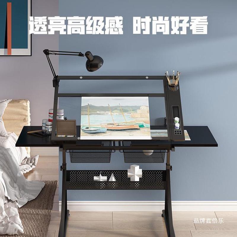 美术生绘画桌玻璃可升降画画设计师桌子电脑专用工作台儿童书桌