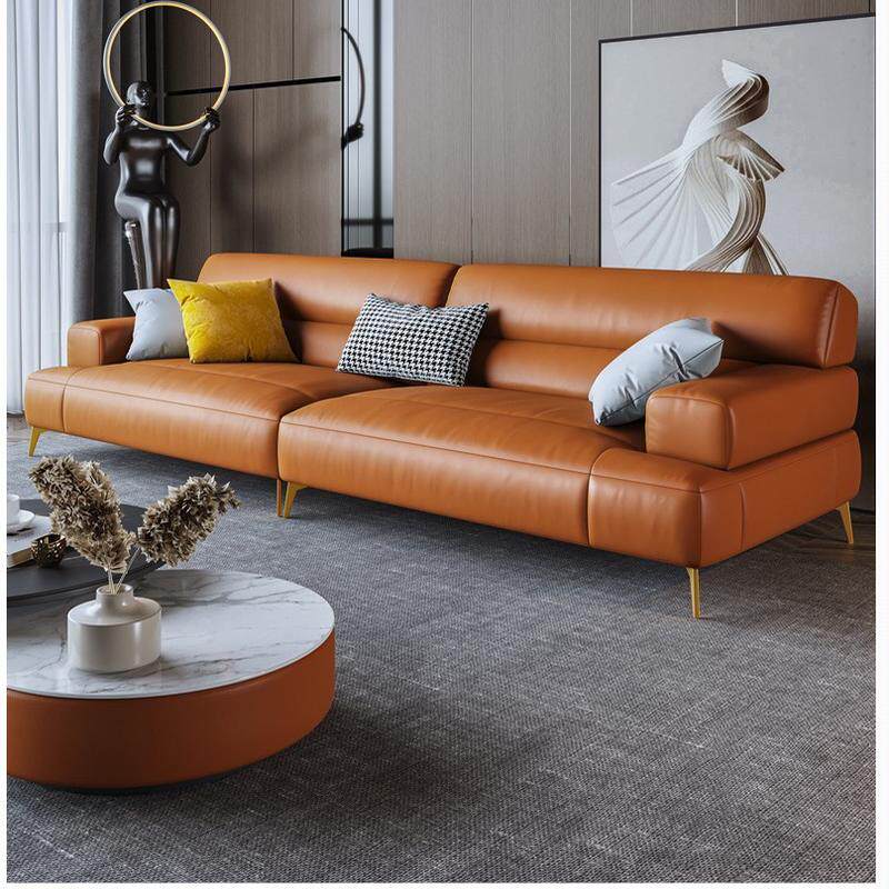 北欧现代橙色设计师简约皮整装家具装修公司意式艺简约酒店沙发