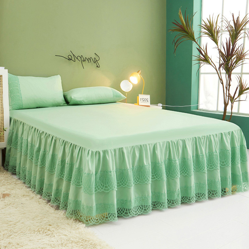 5dbj批发夏季蕾丝床裙单件法式浪漫遮花边床罩床围床套防尘公主风