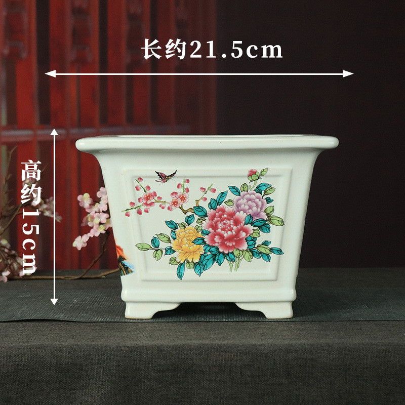 ylhch03彩绘紫砂花盆批发方形多肉创意阳台装饰盆景兰花盆绿萝盆