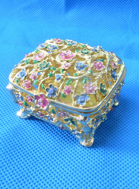 滴油金属珠宝盒定制合金镂空珐琅彩欧式首饰盒收纳盒工艺品摆件