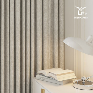 闻翔帘铺2024遮光窗帘窗帘绿色小清新提花卧室美式高级感设计师款