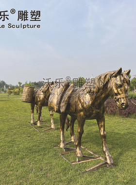 热销玻璃钢仿铜人物传统古道民俗摆件茶马茶文化步行街园林厂家直