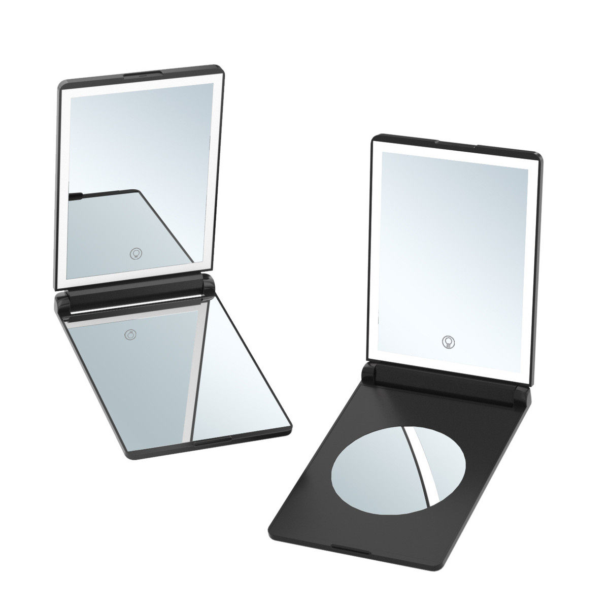 工厂折叠led化妆镜子带灯手持便携桌面放3x化妆大三色光批发定制