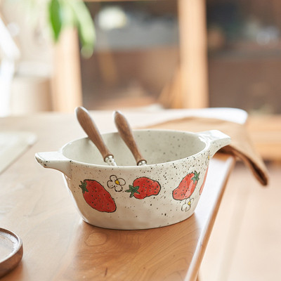 2o6x陶瓷颜大碗家用吃面碗沙拉碗高双耳汤碗值大号螺蛳粉碗ins风