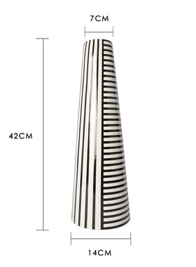 现代简约北欧家居饰品陶瓷别墅花瓶几何黑白纹直筒样板房客厅花器