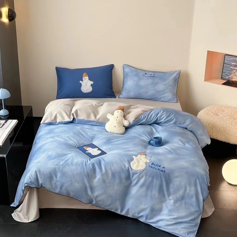 100支贡缎长绒棉数码印花贴布绣四季通用小狗被套床品四件套可爱