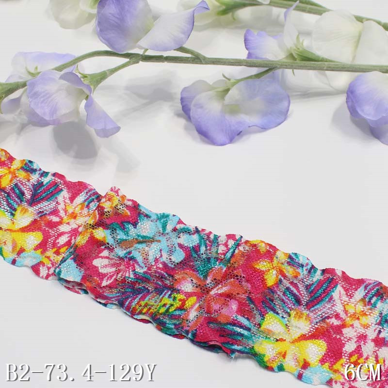 印花隆两色柔软宽6m高弹性唐弹力花边diy服装窗帘蕾丝花边辅料