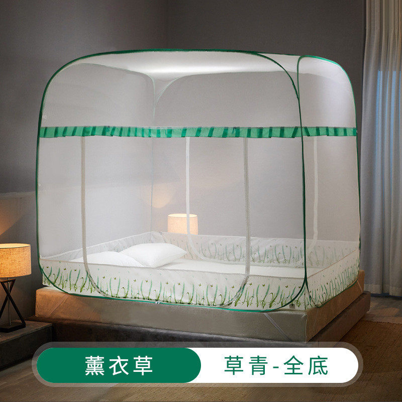z655新款可蒙古包家用卧室无底三开门蚊帐加密加厚儿童防摔免安装