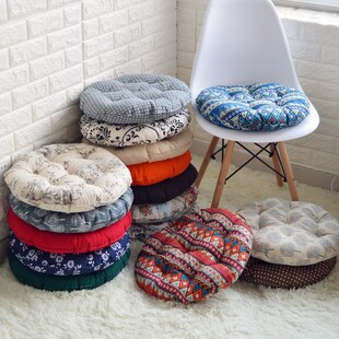 家用圆形藤椅布艺加厚阳台飘窗榻榻园不可拆洗坐垫靠垫抱枕椅垫