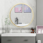 led浴室镜子圆形酒店厕所智能镜带灯防雾圆镜铝合金壁挂式 浴室镜