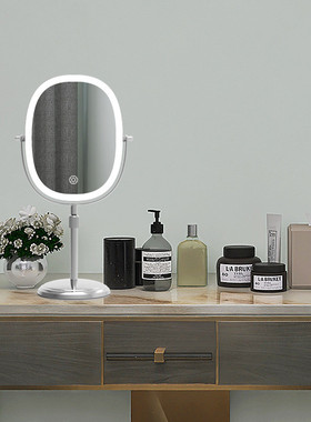 新款金属led化妆镜台式双面可充电led镜子7倍放大热销美容镜