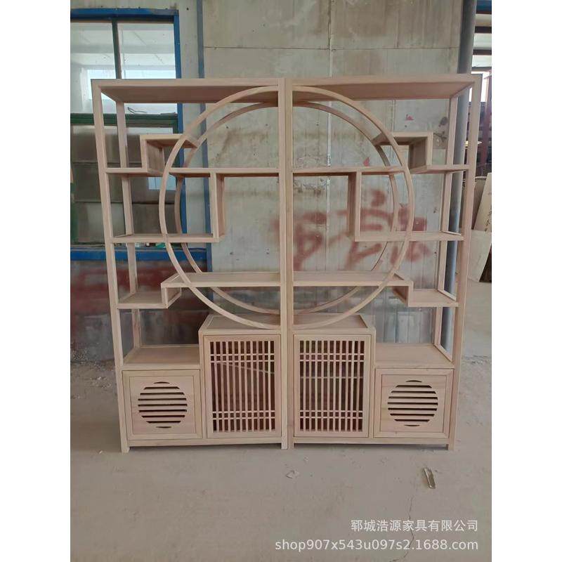 茶室博古架新中式实木茶叶展示柜老榆木架子多宝阁摆件隔断置物架