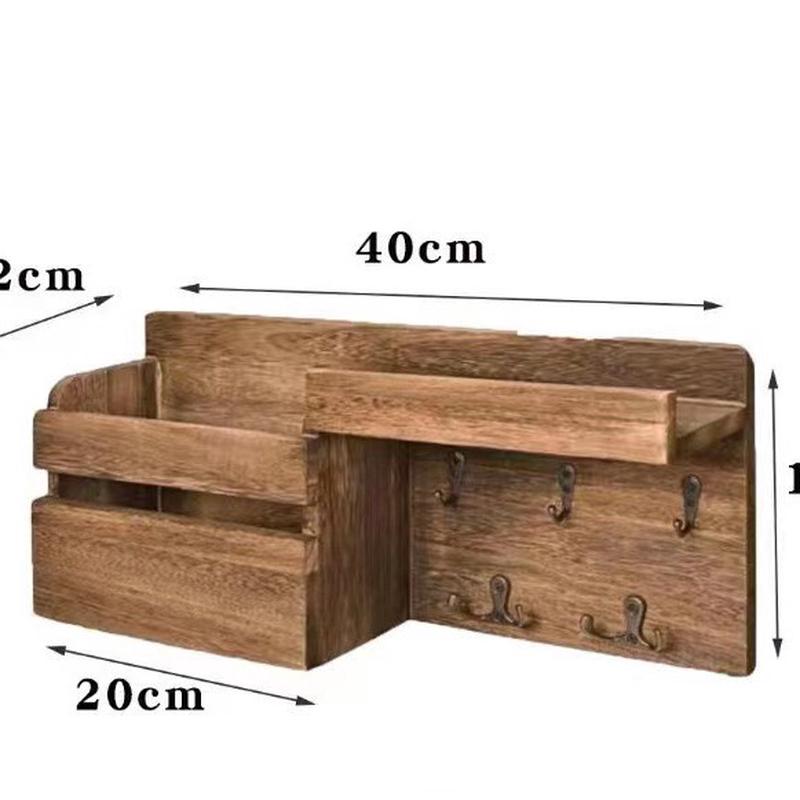 壁挂式置物架木质多层墙壁收纳展示钥匙挂钩玄关衣帽木架收纳架