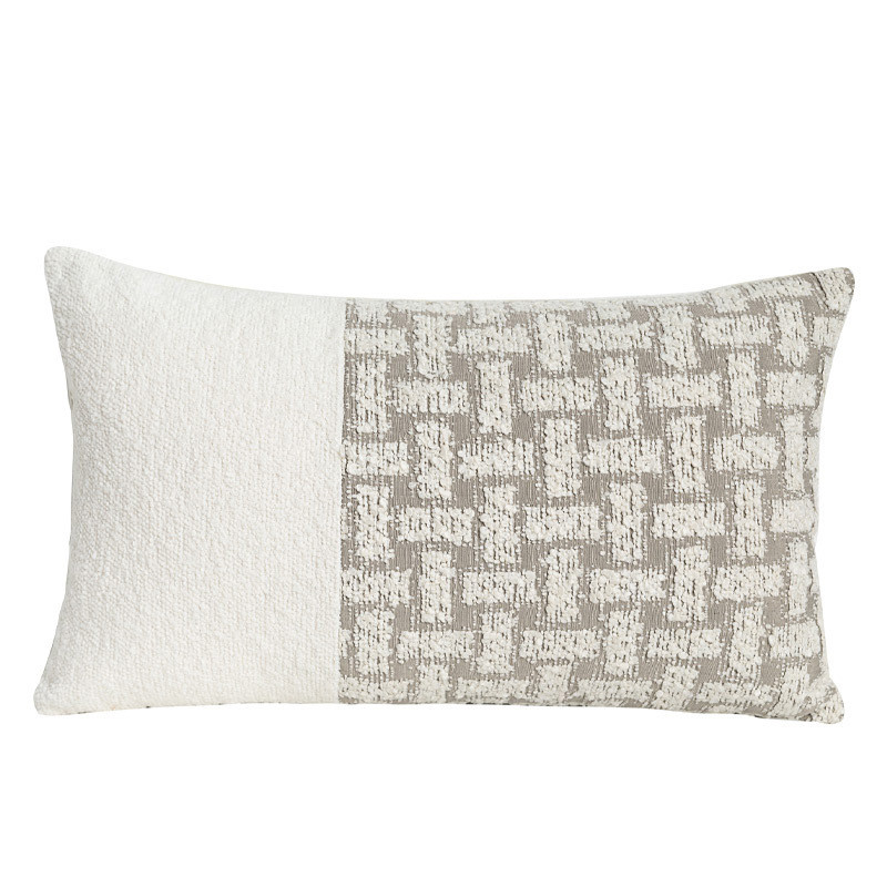 『花砖』现代轻奢样板间床旗奶油软装民宿卡其床尾巾床上靠枕靠垫