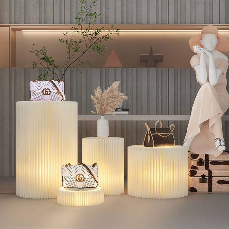 热销发光商场展台展示柜灯光展示架圆柱展会置物摆件展示陈列展架