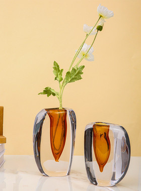 琉璃艺术厚花瓶意式轻奢酒柜装饰品摆件客厅餐桌样板房电视柜简约