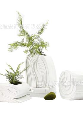 热销现代简约创意树脂抽象花器花插花瓶样板房售楼处桌面软装摆件