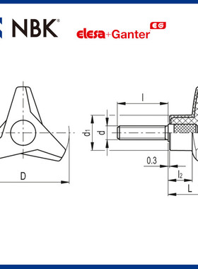 热销nbk elesa vb.839-p-soft 三臂钢镀锌旋钮螺柱 机械配件厂家