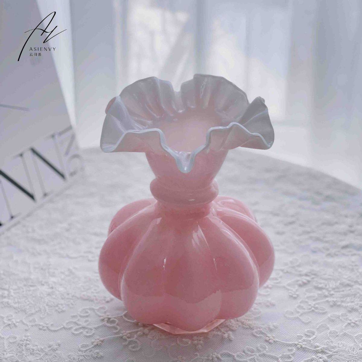 中古风复古芬顿南瓜纹瓜水培瓶六角手工花瓶珠插花玻璃装饰品摆件,家居饰品,装饰摆件,淘宝优惠券,粉丝福利购,淘宝优惠卷