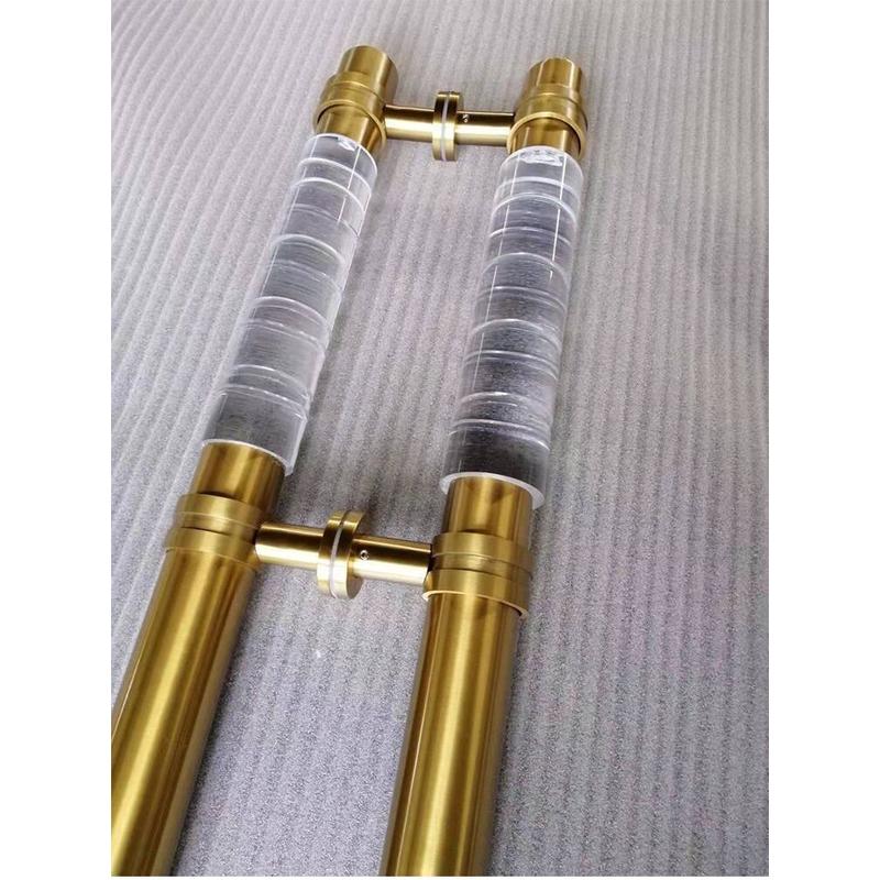 恒大拉手亚克力水晶豪华酒店会所玻璃门有框门不锈钢51管把手大门