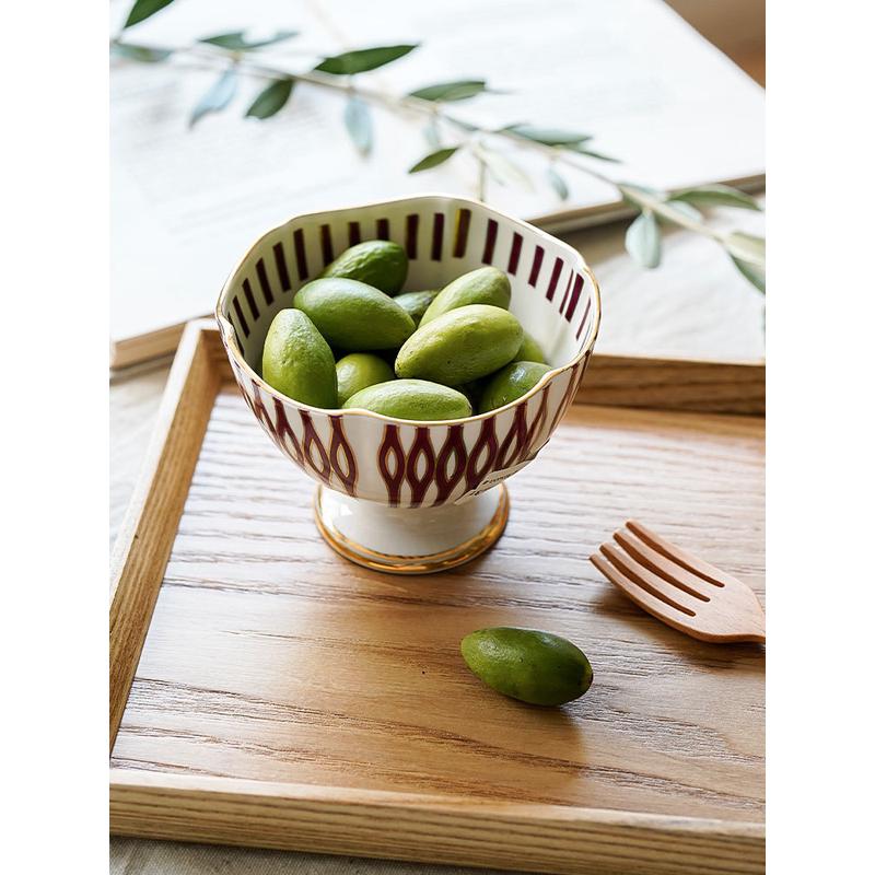 热销miyabikaido/高丽烧/美浓栗子十草纹高台小碗(大)