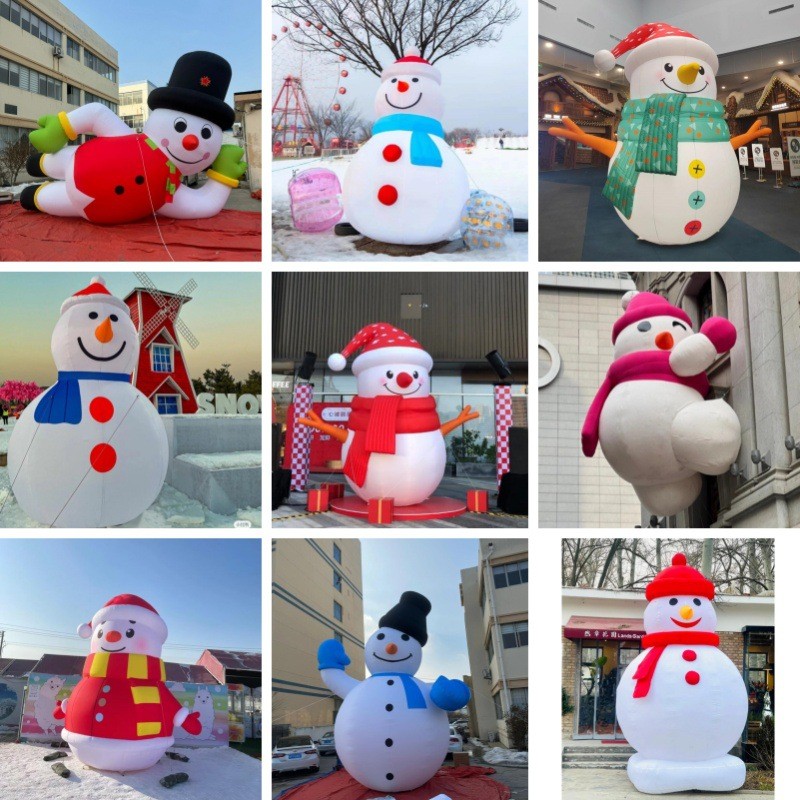 户外雪地充气雪人圣诞老人卡通美陈商场景区节日氛围活动气模道具