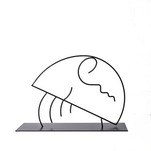 现代简约客厅黑色金属线条装 饰品摆件 饰家居样板间书柜创意抽象装