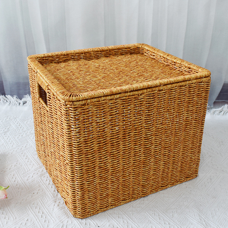 仿衣织水果篮带盖长方形家用收纳箱卧室衣物被子储物整理箱脏藤编