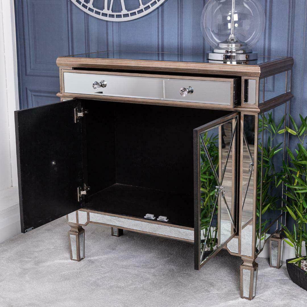 热销跨境欧式香槟金镜面餐边柜客厅复古储物柜玻璃橱柜收纳一体茶,住宅家具,餐边柜,淘宝优惠券,粉丝福利购,淘宝优惠卷