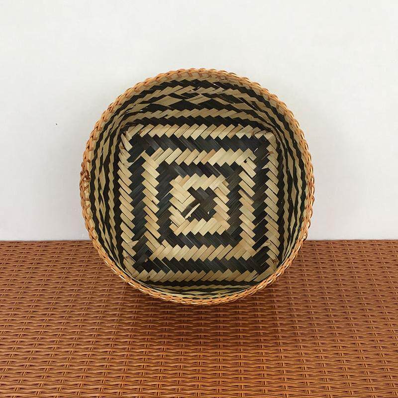 欧美家居工艺品竹篮子干货收纳篮园艺用品竹编筐美式家居产品