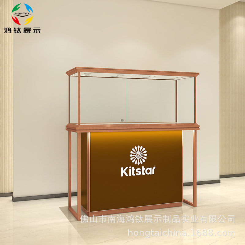 鸿橱窗珠宝展示柜钢化玻璃玉器古玩透明展柜精品钛首饰展示柜台