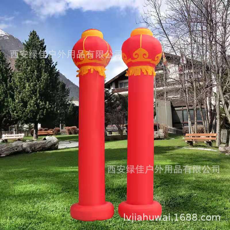 热销供应充气华表柱盘龙灯笼开业庆典活动立柱拱门婚庆气模6米8米