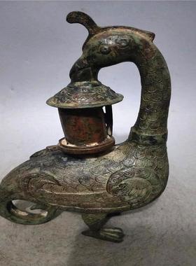 厂家批发古玩工艺品复古做旧收藏（铜器仿鸟宫灯）摆件