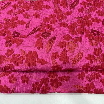 新中式金丝立体浮雕花朵色织提花服装面料国风织锦优雅布料