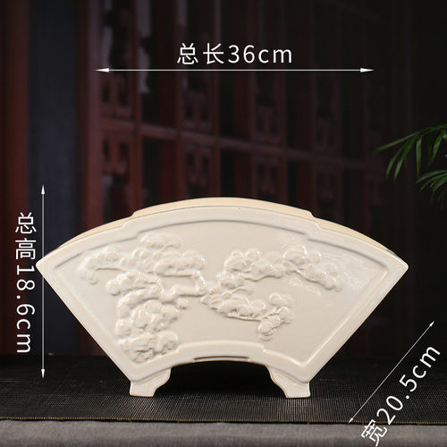文竹治诚精品紫砂浮雕彩绘花盆批发扇形彩绘桌面张多肉盆景ydfd01