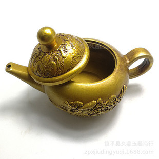 古玩杂项批发仿古仿古旧铜器龙凤茶壶批发做铜器家居办公摆件