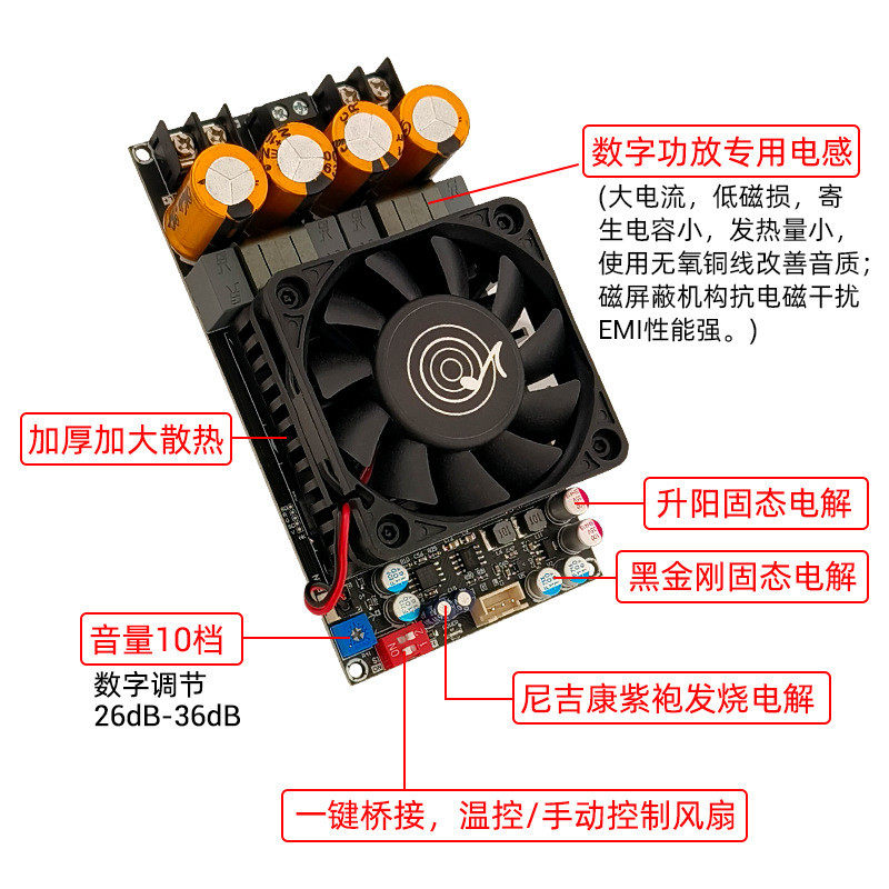 热销3002桥接后级数字功放板大功率tpa3255立体声300wx2纯单声道6