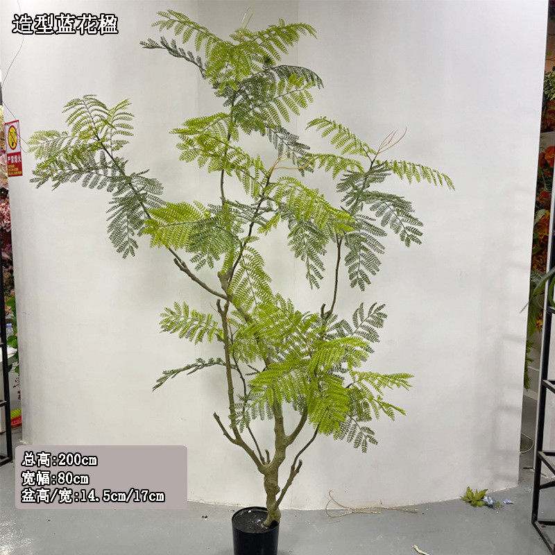 仿真植物蓝花楹盆栽禅意仿生绿植假树中式室内客厅落地装饰仿真树