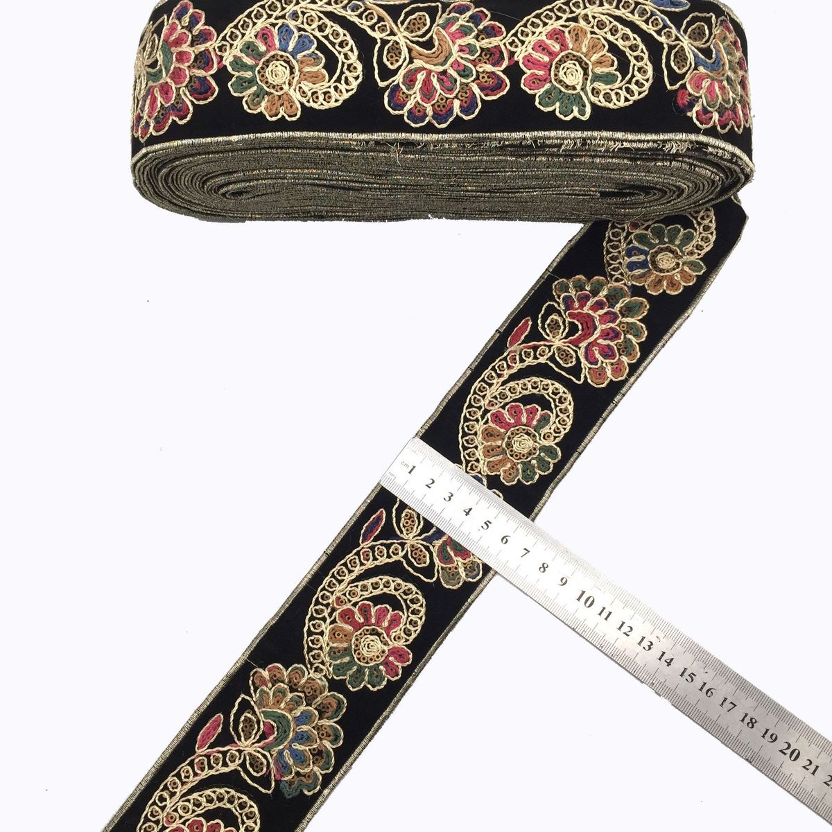 民族风股线刺绣条码花边批发辅料复古刺绣提花织带花边民族服饰