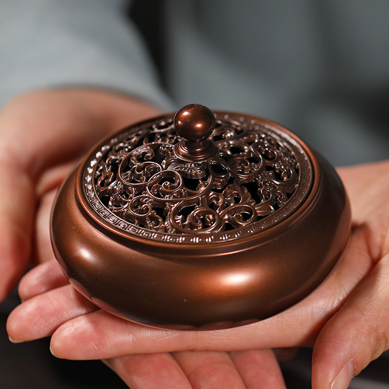 古都香炉香炉家用室内铜熏香炉盘铜匠沉香摆件仿古线香插檀香炉