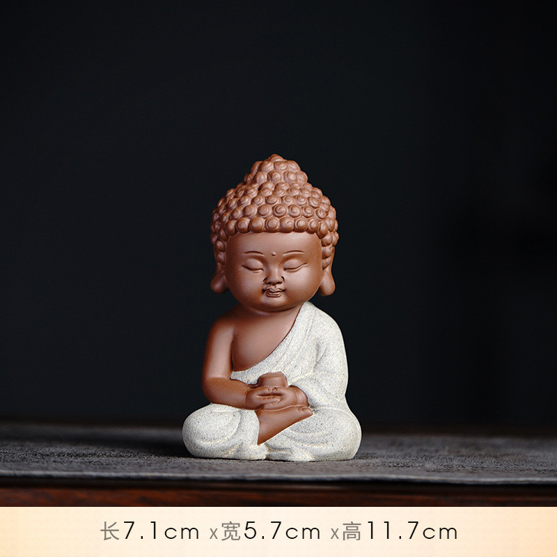 禅意茶宠摆件三圣紫砂创意茶道配件茶桌陶瓷装饰品茶空间文化设计