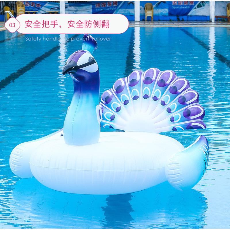 蓝色孔雀浮现货人充气游泳圈浮床水上运动用品排成充气浮排批发