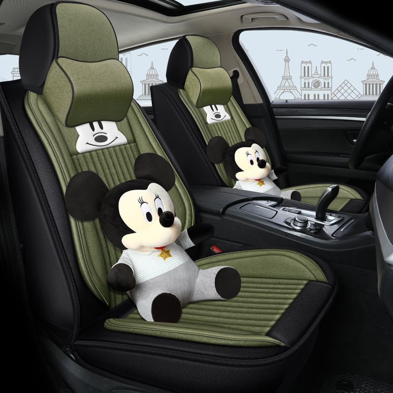 热销新款亚麻卡通汽车坐垫适用于奥迪A4L大众速腾POLO汽车座套C-5