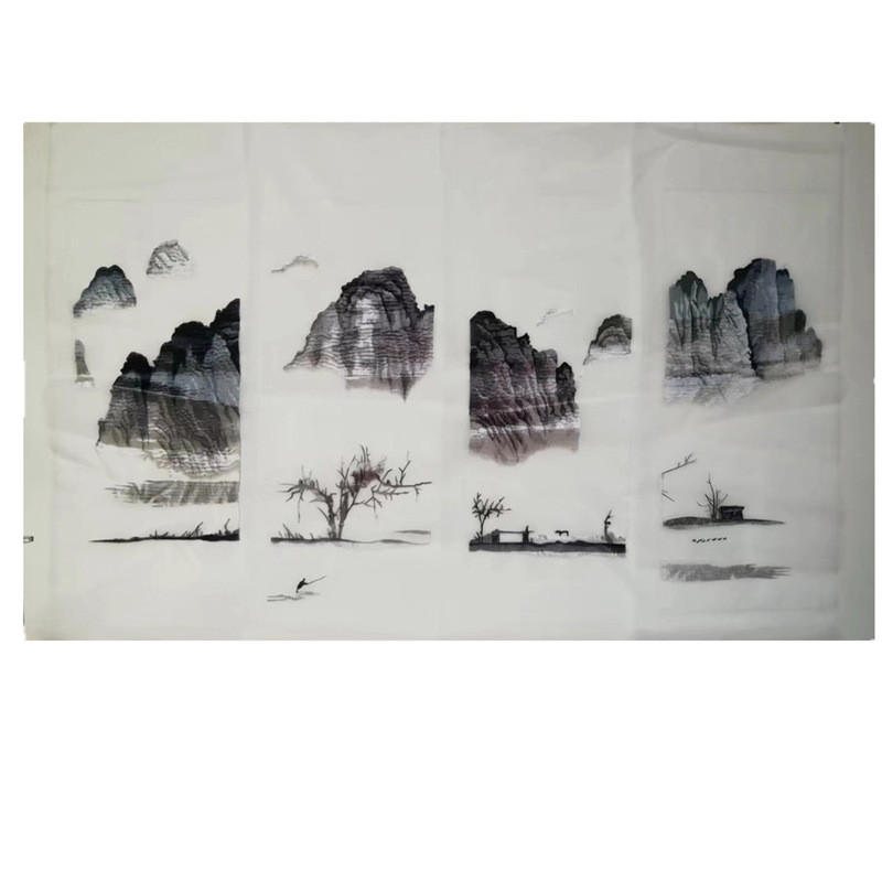 苏绣机绣装饰画定制挂画手工绣加工成品春夏秋冬四条屏厂家直销