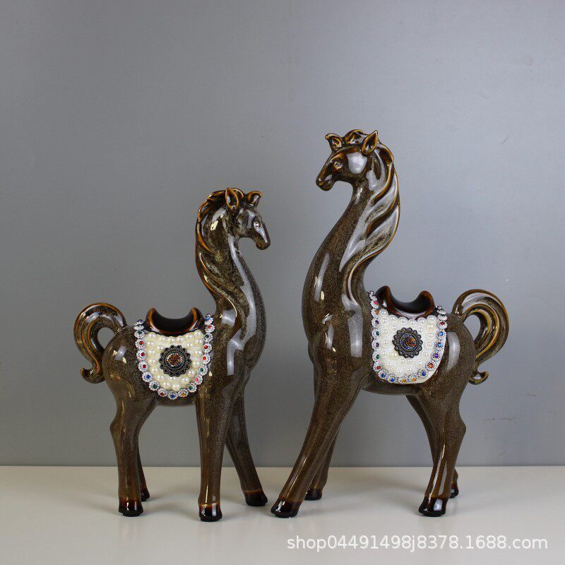 招财马摆件客厅书房电视柜桌面装饰品开业酒柜公司店铺办公室工艺,特色手工艺,青花瓷,淘宝优惠券,粉丝福利购,淘宝优惠卷
