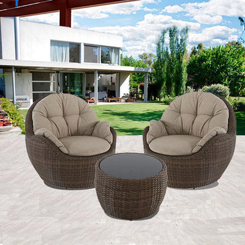 户外藤椅茶几三件套小桌椅懒人迷你软靠背椅卧室休闲藤编阳台沙发