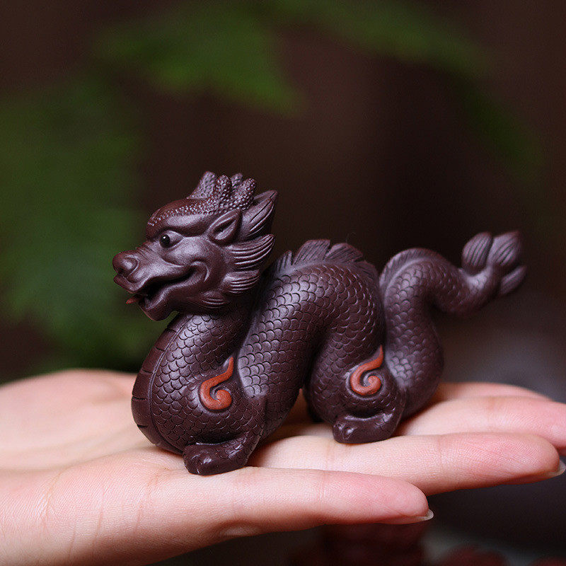 宜兴紫砂茶具配件茶桌摆件茶宠精品可养中式十二生肖祥瑞龙原矿