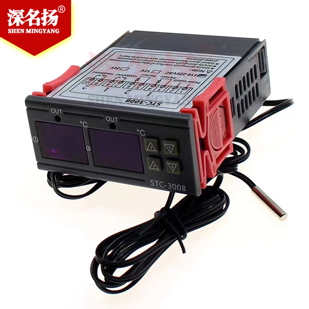 热销STC-3008电脑数显智能双控电子温控器双显双温可调温控仪开关