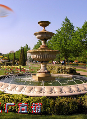 景观石雕喷泉欧式庭院大型花岗岩水景户外大理石流水石盆假山喷水